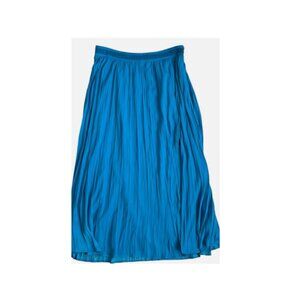 Anthropologie Bright Blue Pleated A-Line Midi/Maxi Skirt